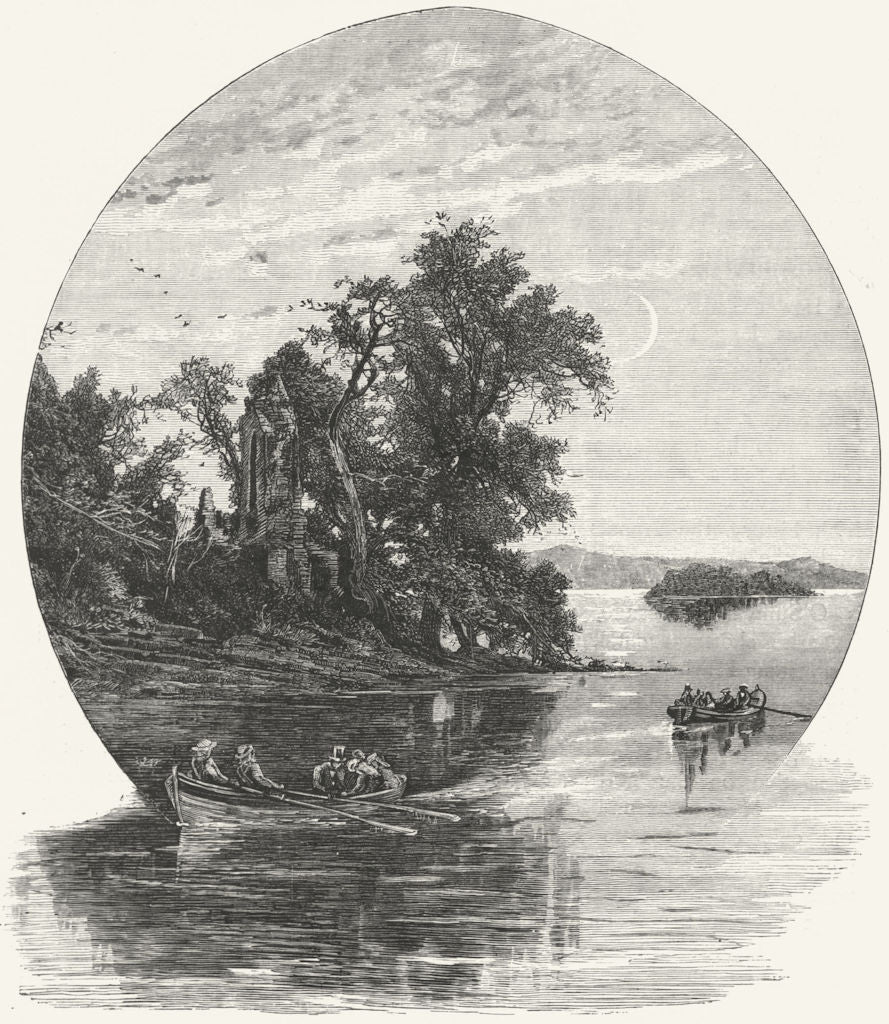 IRELAND. Innisfallen, Killarney 1888 old antique vintage print picture